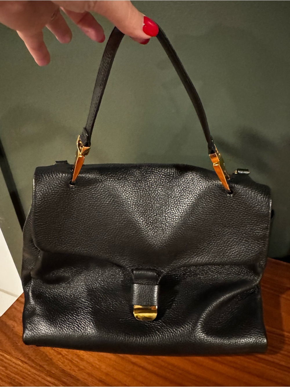 Coccinelle Black Leather Top-Handle Satchel